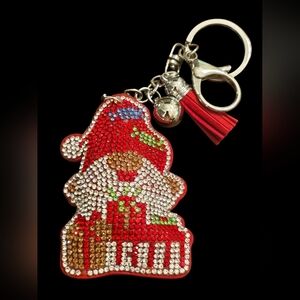 Festive Santa Gnome Bag Charm Keychain
